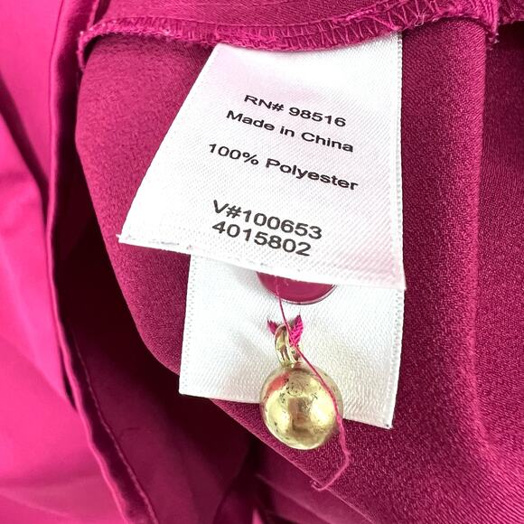 Coldwater Creek Sz Large 14 Formal Silky Dinner Fuchsia Blouse Shirt Top Mature - Picture 4 of 6